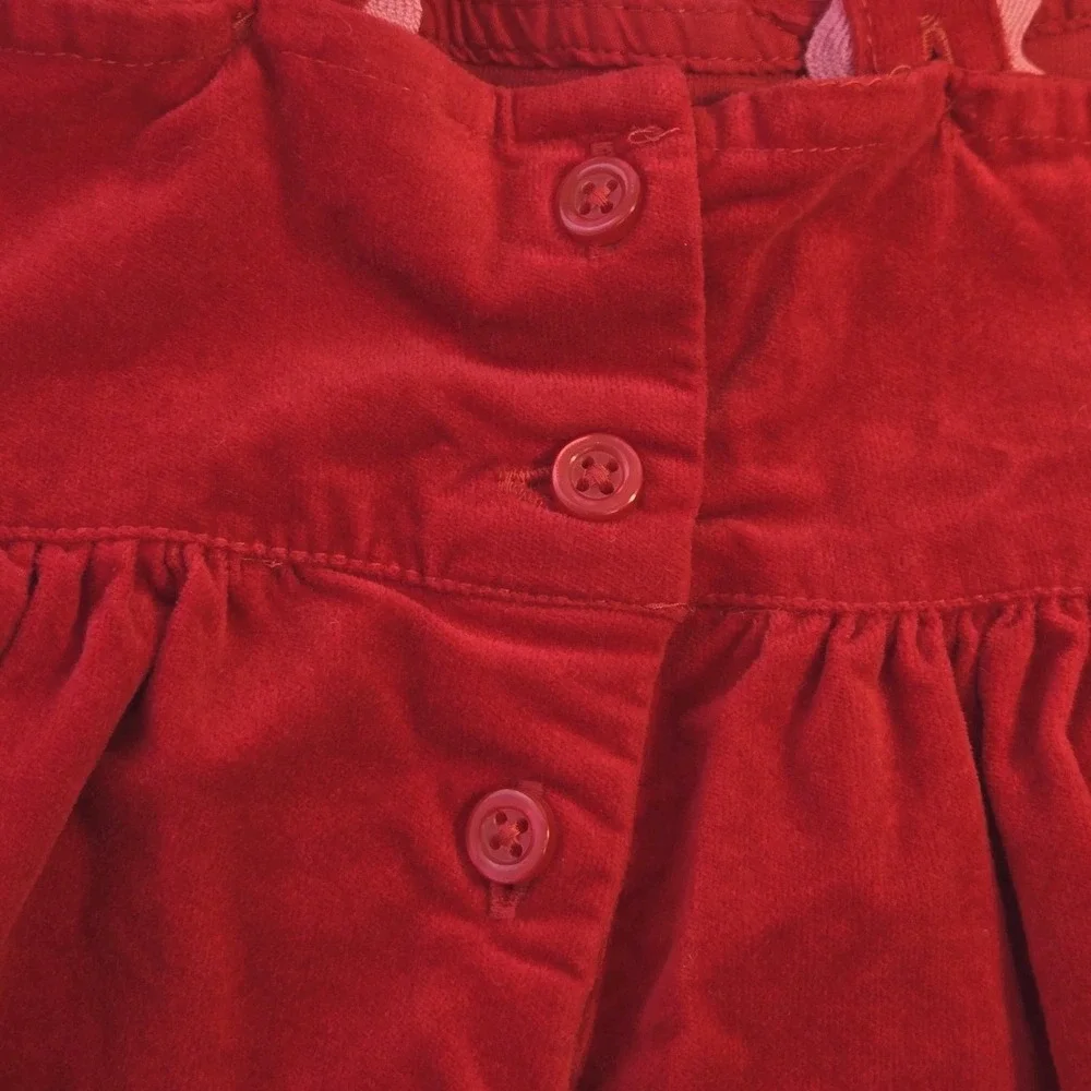 Gymboree Girls Red Heart Skirtall Dress Size‎ 3T Cotton Velvet Adjustable Straps